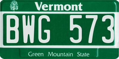 VT license plate BWG573