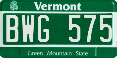 VT license plate BWG575