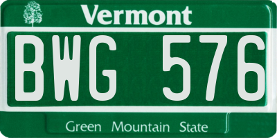 VT license plate BWG576