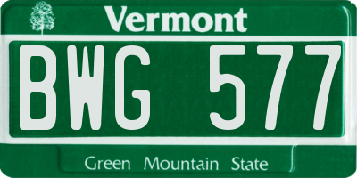 VT license plate BWG577