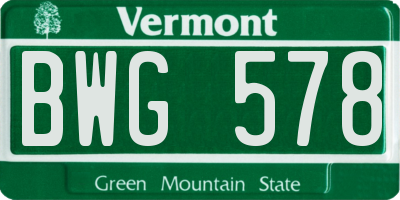 VT license plate BWG578