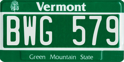 VT license plate BWG579