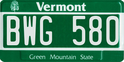 VT license plate BWG580