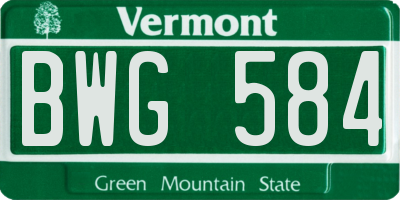 VT license plate BWG584