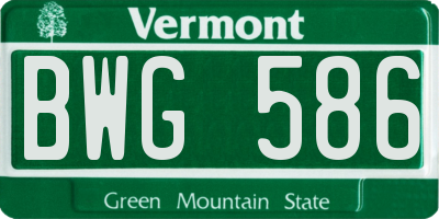 VT license plate BWG586