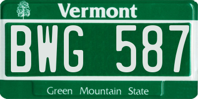 VT license plate BWG587