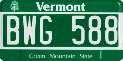 VT license plate BWG588