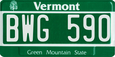 VT license plate BWG590