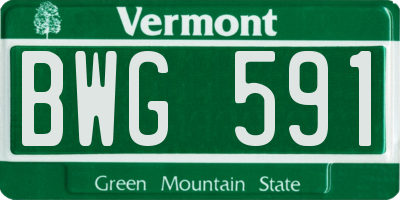 VT license plate BWG591