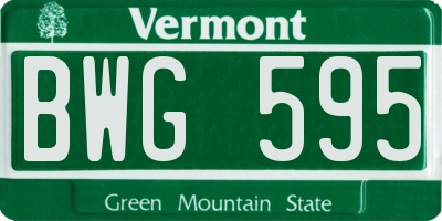 VT license plate BWG595