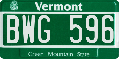 VT license plate BWG596