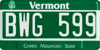 VT license plate BWG599