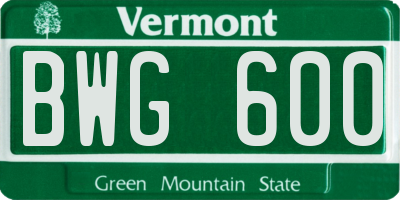 VT license plate BWG600
