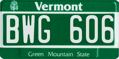 VT license plate BWG606