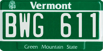 VT license plate BWG611