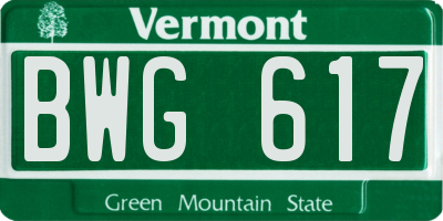VT license plate BWG617