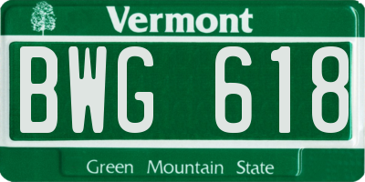 VT license plate BWG618