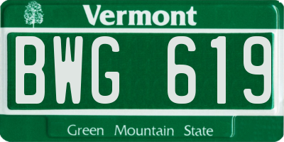 VT license plate BWG619