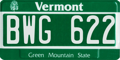 VT license plate BWG622