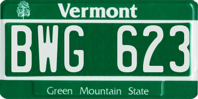 VT license plate BWG623