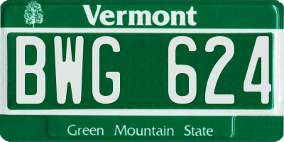 VT license plate BWG624