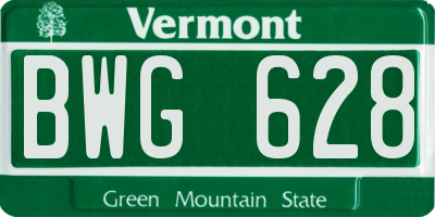 VT license plate BWG628