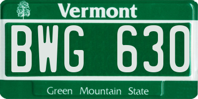 VT license plate BWG630