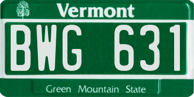 VT license plate BWG631