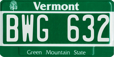 VT license plate BWG632
