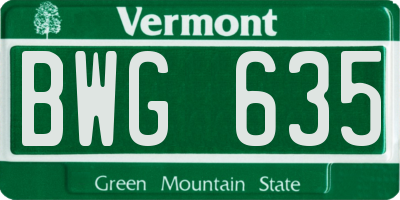 VT license plate BWG635