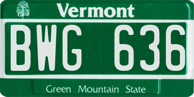 VT license plate BWG636