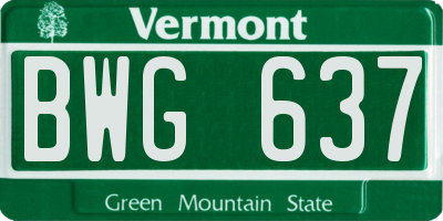 VT license plate BWG637