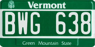VT license plate BWG638
