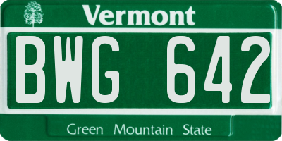 VT license plate BWG642