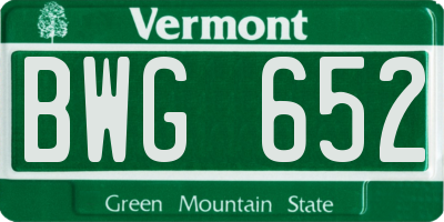 VT license plate BWG652