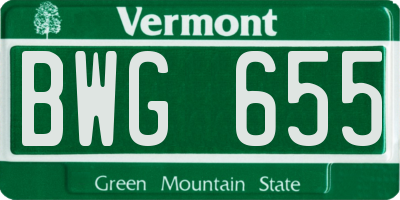 VT license plate BWG655