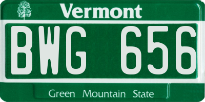 VT license plate BWG656
