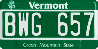 VT license plate BWG657