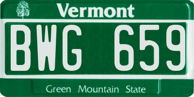 VT license plate BWG659
