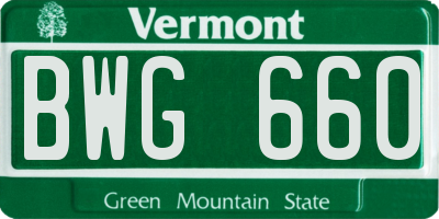 VT license plate BWG660
