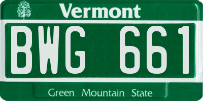 VT license plate BWG661