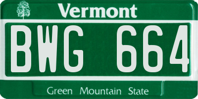 VT license plate BWG664