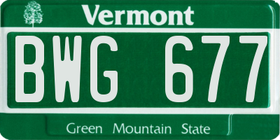 VT license plate BWG677
