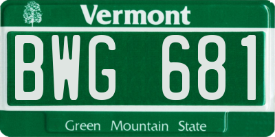 VT license plate BWG681