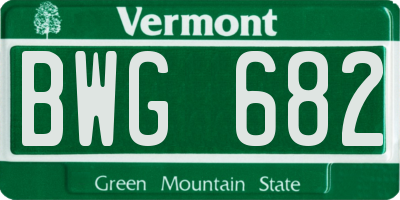 VT license plate BWG682