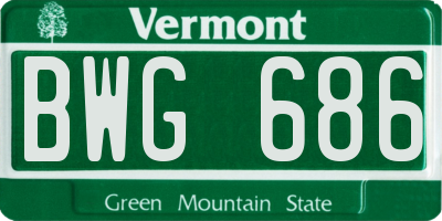 VT license plate BWG686