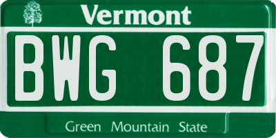 VT license plate BWG687