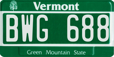 VT license plate BWG688