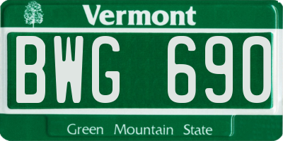 VT license plate BWG690