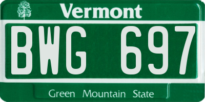 VT license plate BWG697
